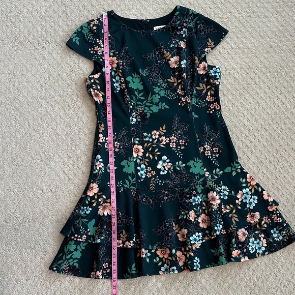 Eliza J Emerald Green Floral Fit-And-Flare Mini Dress Size 14 Party Feminine - Picture 14 of 15